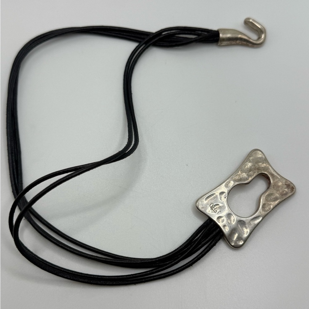 Vintage Oclaf Multistrand Leather and Silver Plated Bracelet